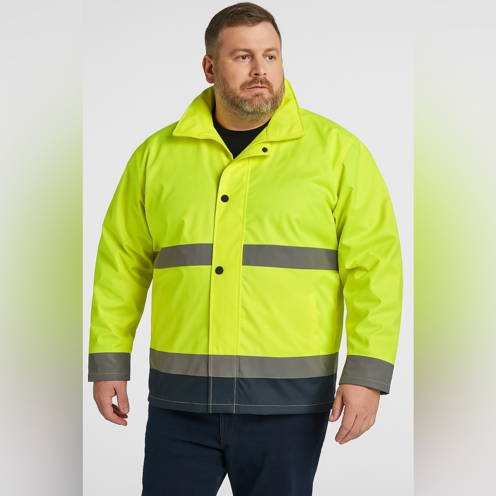 Men’s 4XL Yellow/Grey Reflective High-Visibility Safety Workwear Jacket NWOT